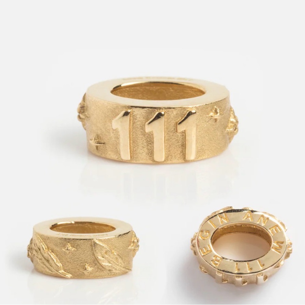 Local Eclectic Solid Gold Angel Number Spacer Charm 111